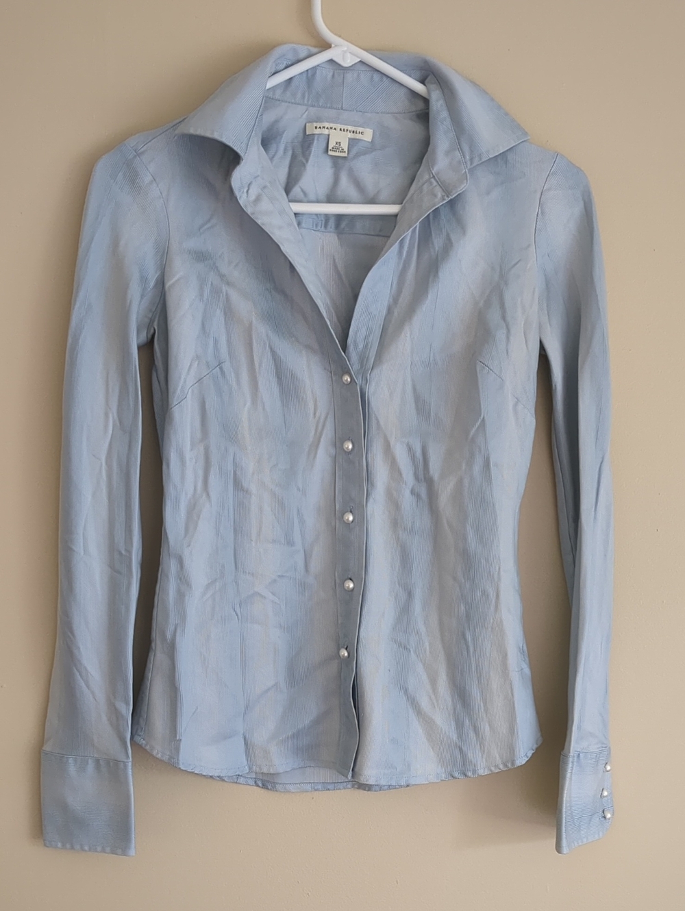 XS Blue Banana Republic Pearl Button Shirt Top